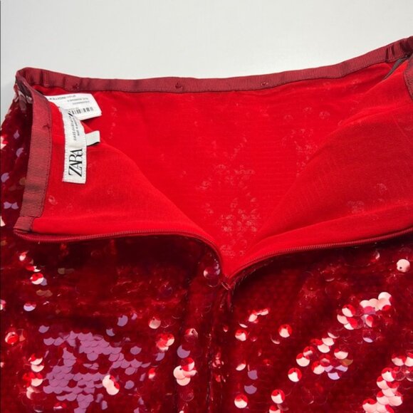 Zara Skirt SEQUIN MIDI ZW COLLECTION holiday party festive maximalism bold - Picture 14 of 16